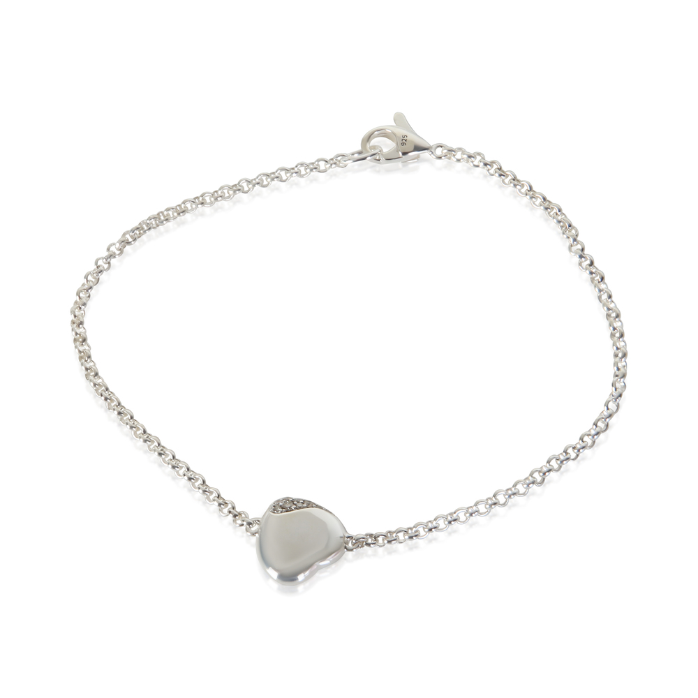 John Hardy Sterling Silver Diamond Pebble Heart Bracelet